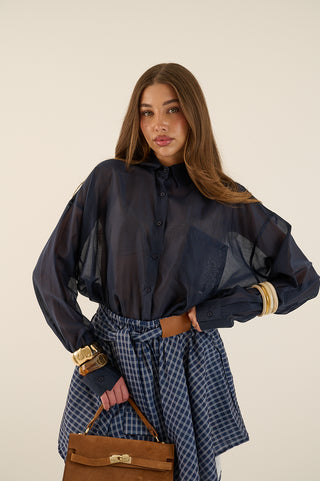 CAMICIA VELATA BLU SCURO