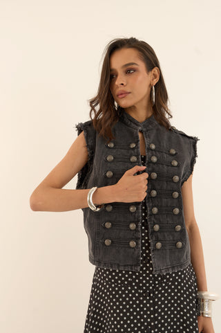 SMANICATO DENIM NAPOLEONE NERO