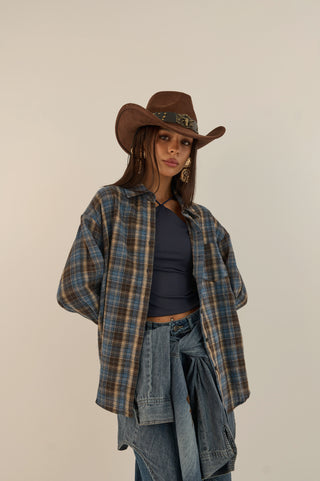 CAMICIA WESTERN AZZURRO