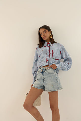 SHORTS DENIM VITA INCROCIATA