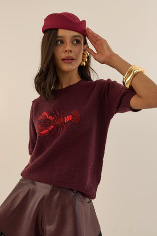 PULLOVER CORTO ARAGOSTA BORDEAUX