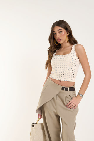 BEIGE STUDS TOP