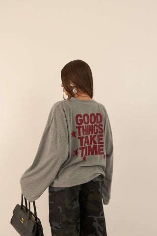 MAGLIA "GOOD THINGS TAKE TIME" GRIGIO