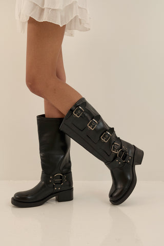 STIVALE BIKER SQUADRATO NERO