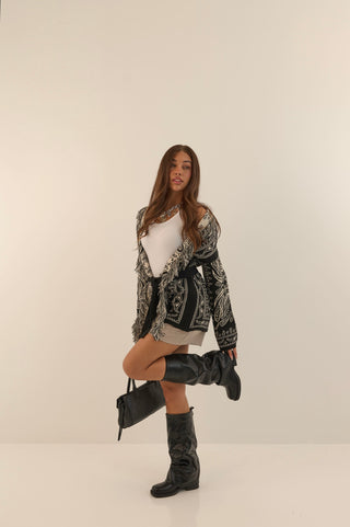 CARDIGAN JACQUARD NERO