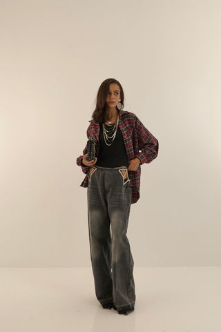 CAMICIA TARTAN TAYLOR BORDEAUX