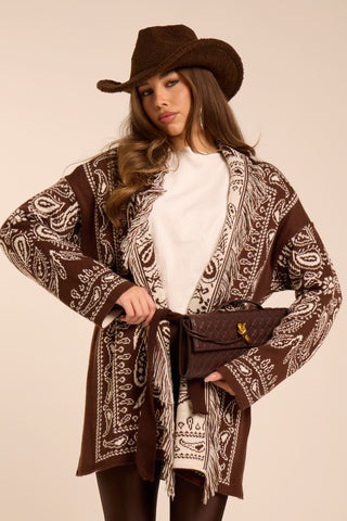Cardigan Jacquard Brown
