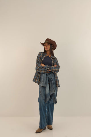 CAMICIA WESTERN AZZURRO