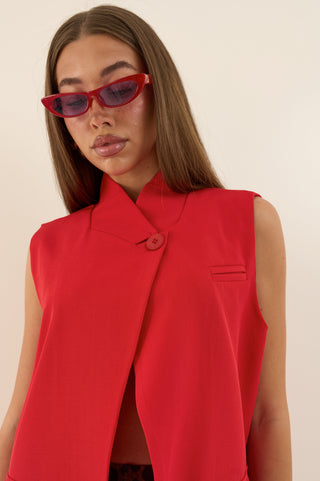 GILET ASIMMETRICO CORE CUT ROSSO