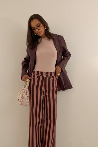 PANTALONE BETTY RIGATO BORDEAUX