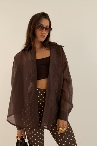 CAMICIA VELATA MARRONE