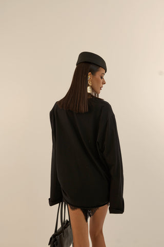 MAGLIA CON SPALLINA IMBOTTITA BEL NERO