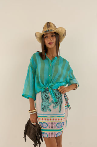 CAMICIA TUCSON RIGHE TURCHESE