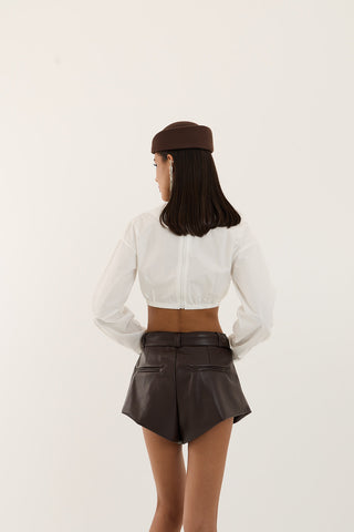 MINI SHORTS SIMILPELLE ROCK MARRONE