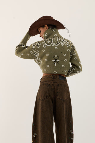 CRYSTAL GARDEN DENIM JEANS MARRONE