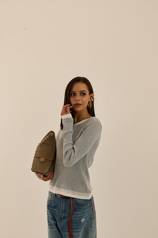MAGLIA COSTE LAYER GRIGIO