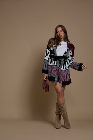 Cardigan Jacquard Bordeaux