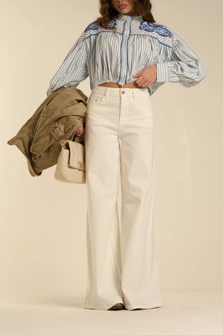 WHITE WIDE LEG DENIM