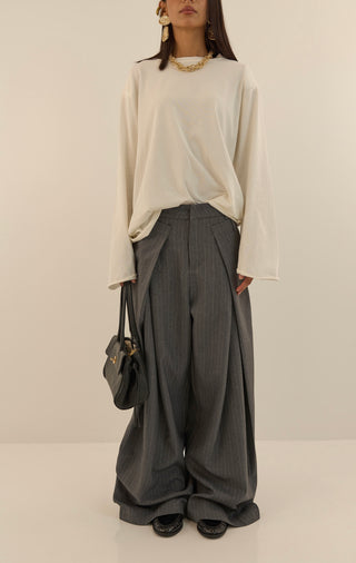 PANTALONE SARTORIALE OFFICE GESSATO GRIGIO