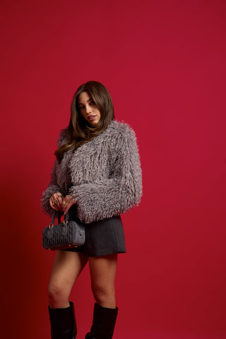 Eco Pelliccia CROP MONGOLIA GREY