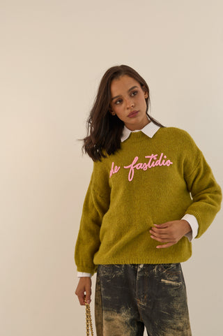MAGLIONE "CHE FASTIDIO" VERDE OLIVA