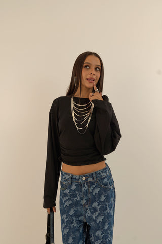 MAGLIA MANICHE SVASATE KATE NERO