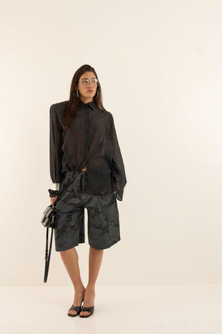 CAMICIA VELATA SPALLINA NERA