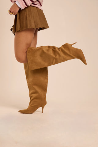 Stivale alto in suede SAND