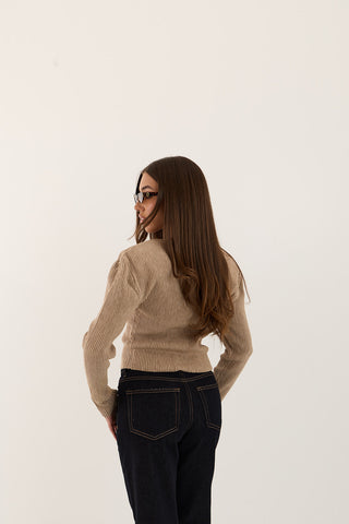 MAGLIONE COSTE SCULTURA BEIGE