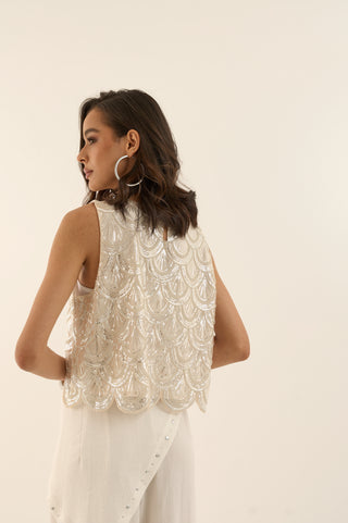 TOP PAILLETTES GATSBY AVORIO