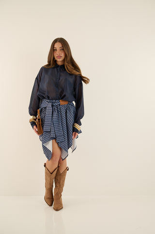 CAMICIA VELATA BLU SCURO