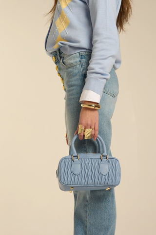 MINI QUILT BLUE LEATHER BAG