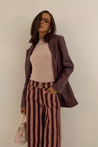 PANTALONE BETTY RIGATO BORDEAUX