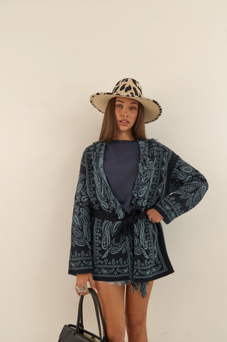 CARDIGAN JACQUARD BLU