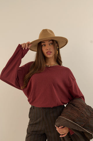 MAGLIA MANICA LUNGA ESSENTIAL BORDEAUX