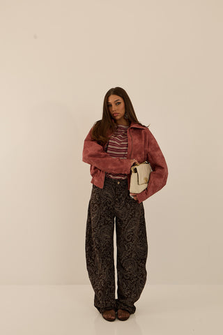 GIACCA BOMBER BERRY SUEDE