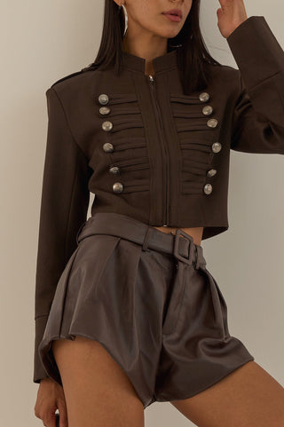 MINI SHORTS SIMILPELLE ROCK MARRONE