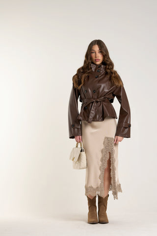 TRENCH CROPPED CIOCCOLATO