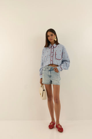 SHORTS DENIM VITA INCROCIATA