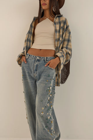 CRYSTAL GARDEN DENIM JEANS