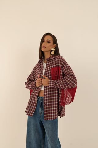 CAMICIA CHECK FRANGE SALOON BORDEAUX