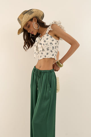 PANTALONE SATIN VERDE BOSCO