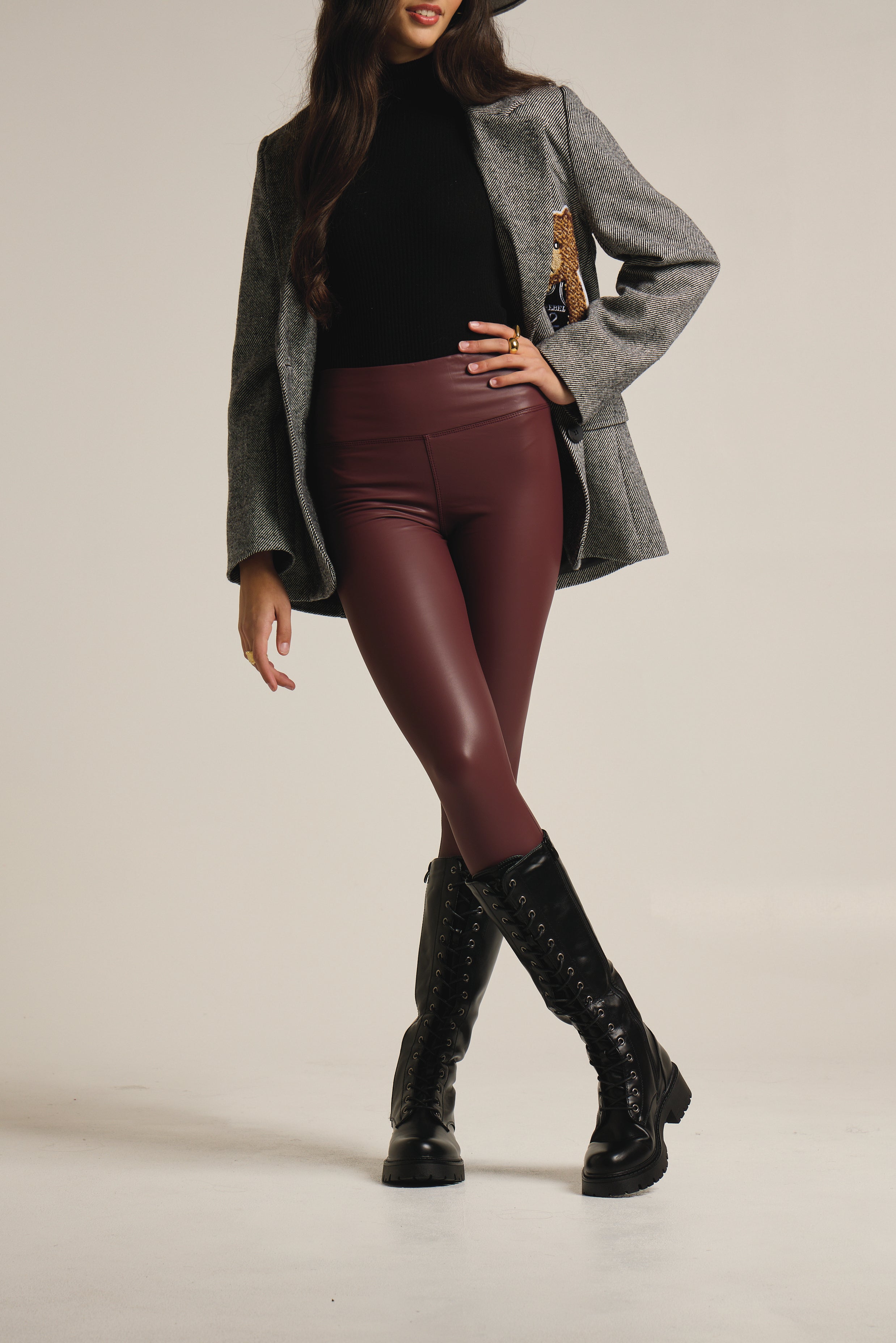 Leggins in pelle bordeaux – Fixyou Firenze