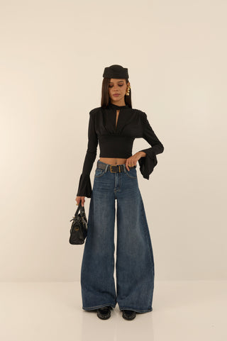 WIDE LEG CON CINTURA DENIM JEANS