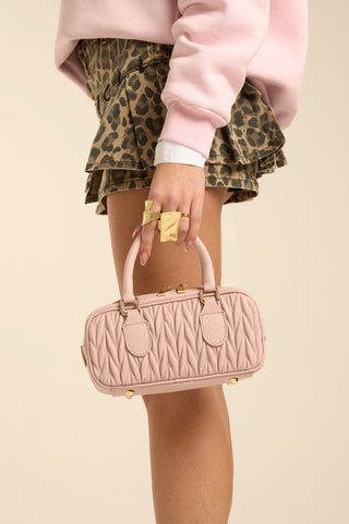 MINI QUILT SUEDE BAG pink