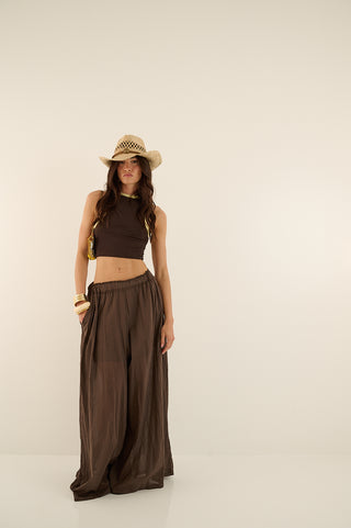 TOP BI-COLOR MARRONE