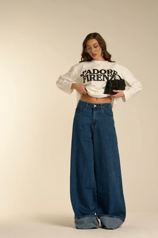 Jeans slavato DARK TURN-UP