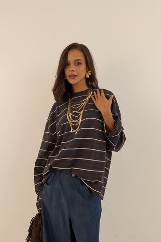 MAGLIA OVERSIZE RIGHE BLU NAVY