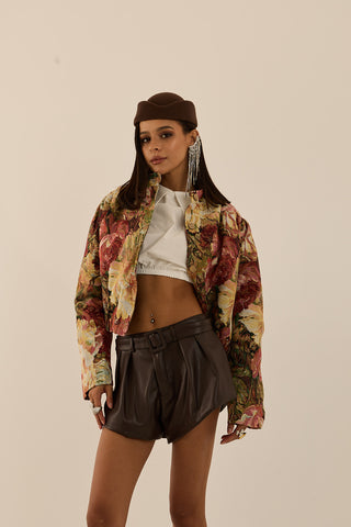 MINI SHORTS SIMILPELLE ROCK MARRONE