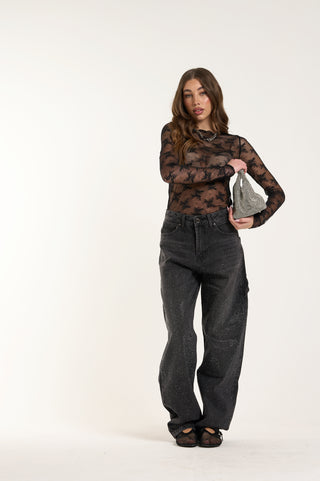 BLACK SEMI-TRASPARENT TOP